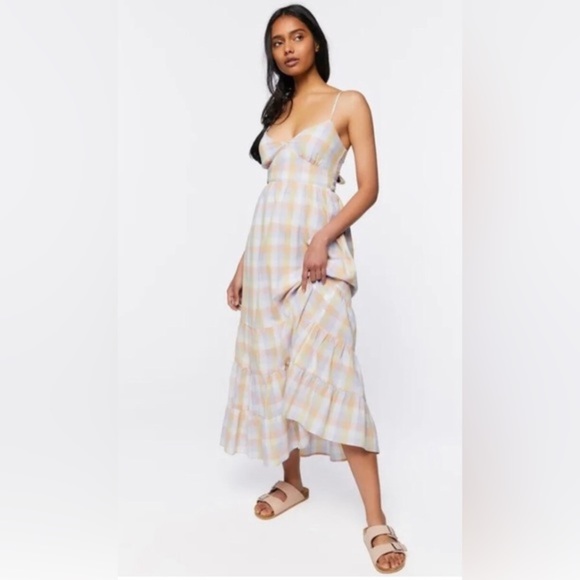 Jessica Simpson‎ pastel tiered cutout back tie summer halter dress size medium - Picture 11 of 16